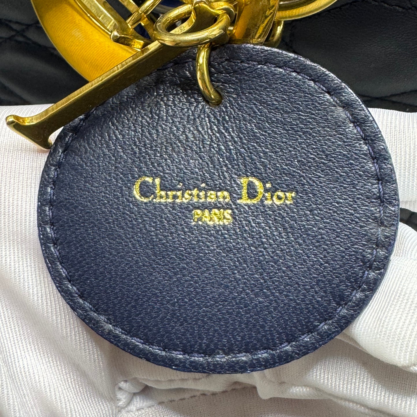 Pre-owned Dior Lady Dior Medium Cannage Bag (Blue/Gold Hardware)