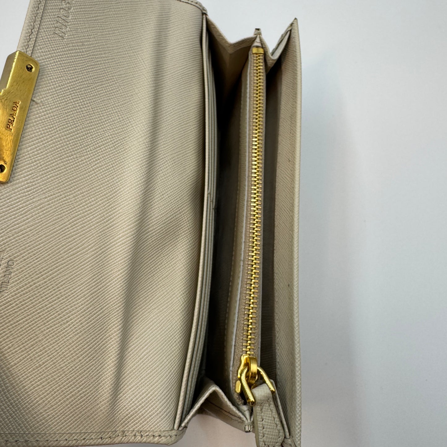 Saffiano Long Wallet Gold Hardware