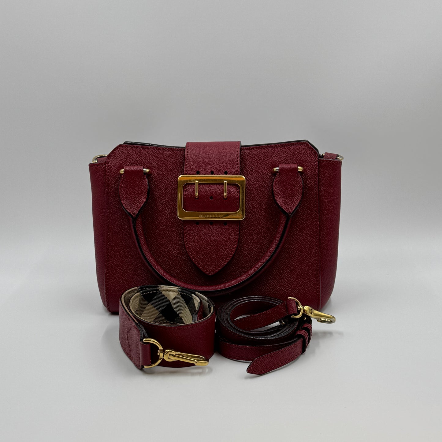 Soft Grain Calfskin Small Buckle Tote Parade Burgundy