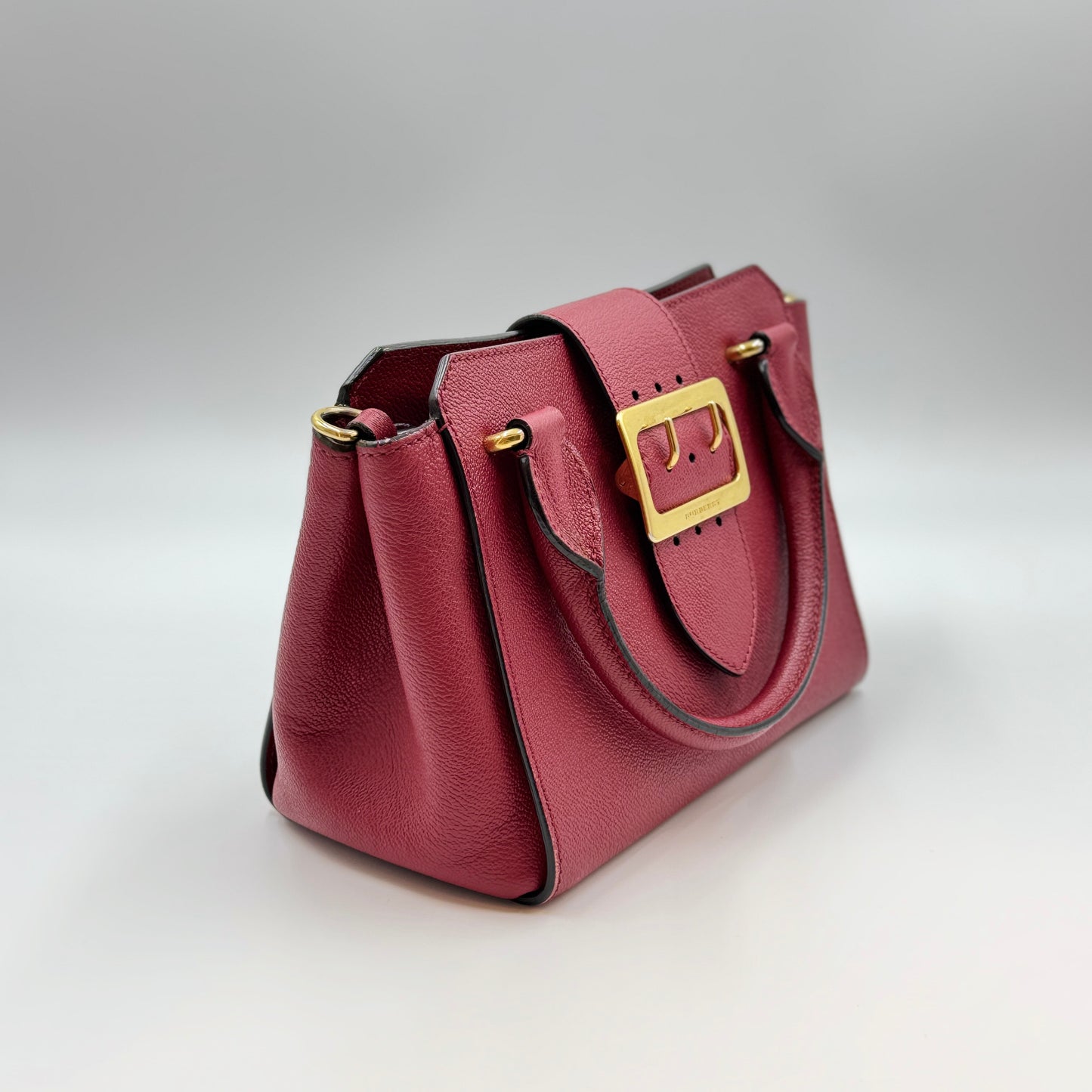Soft Grain Calfskin Small Buckle Tote Parade Burgundy