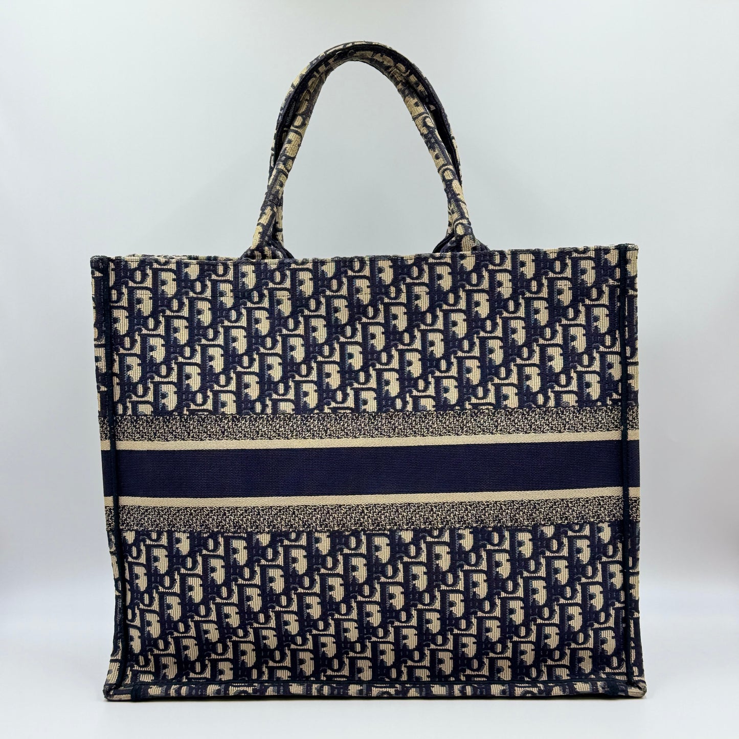 Pre-owned Dior Book Tote Large Oblique Embroidery