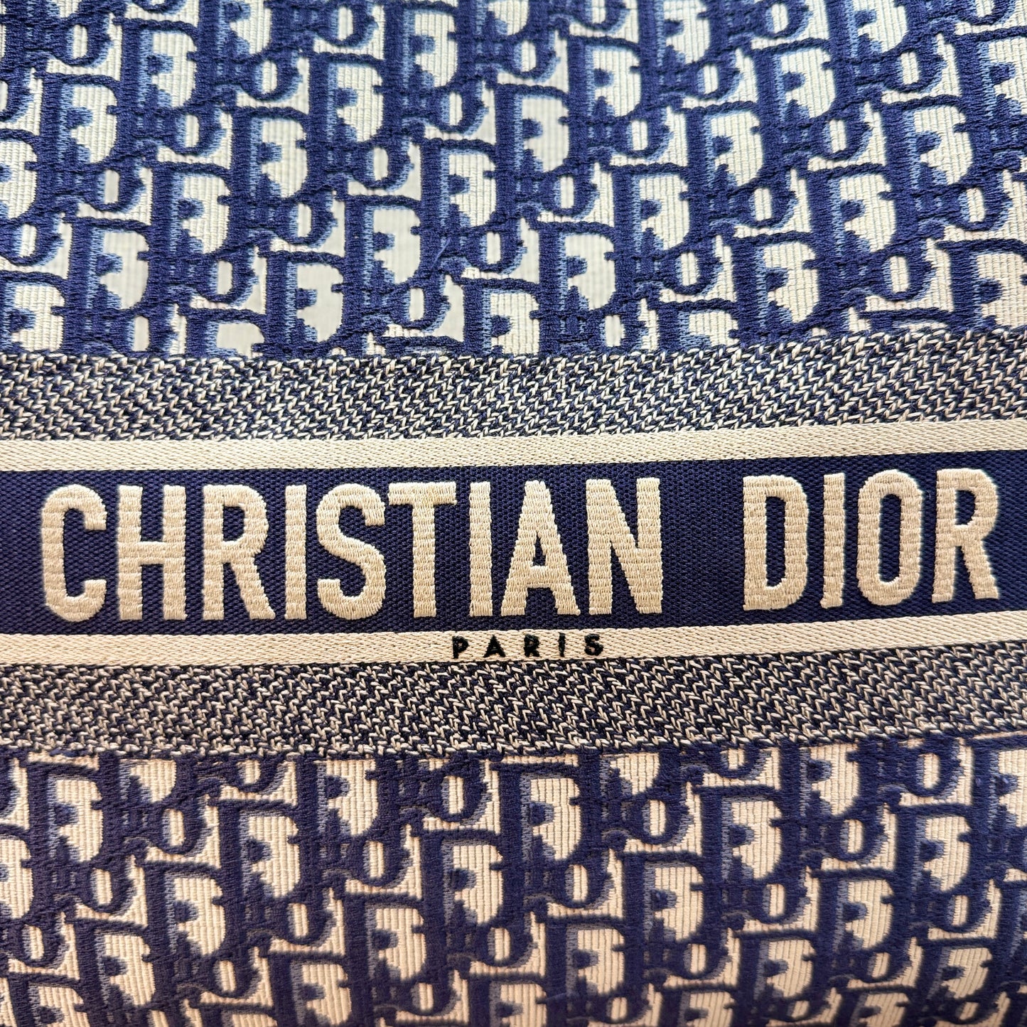 Pre-owned Dior Book Tote Large Oblique Embroidery