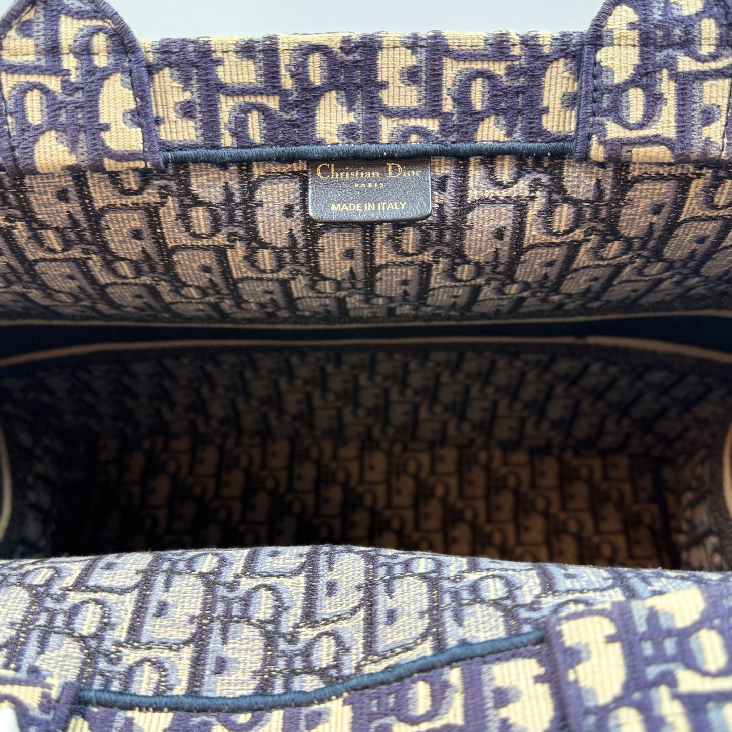 Pre-owned Dior Book Tote Large Oblique Embroidery