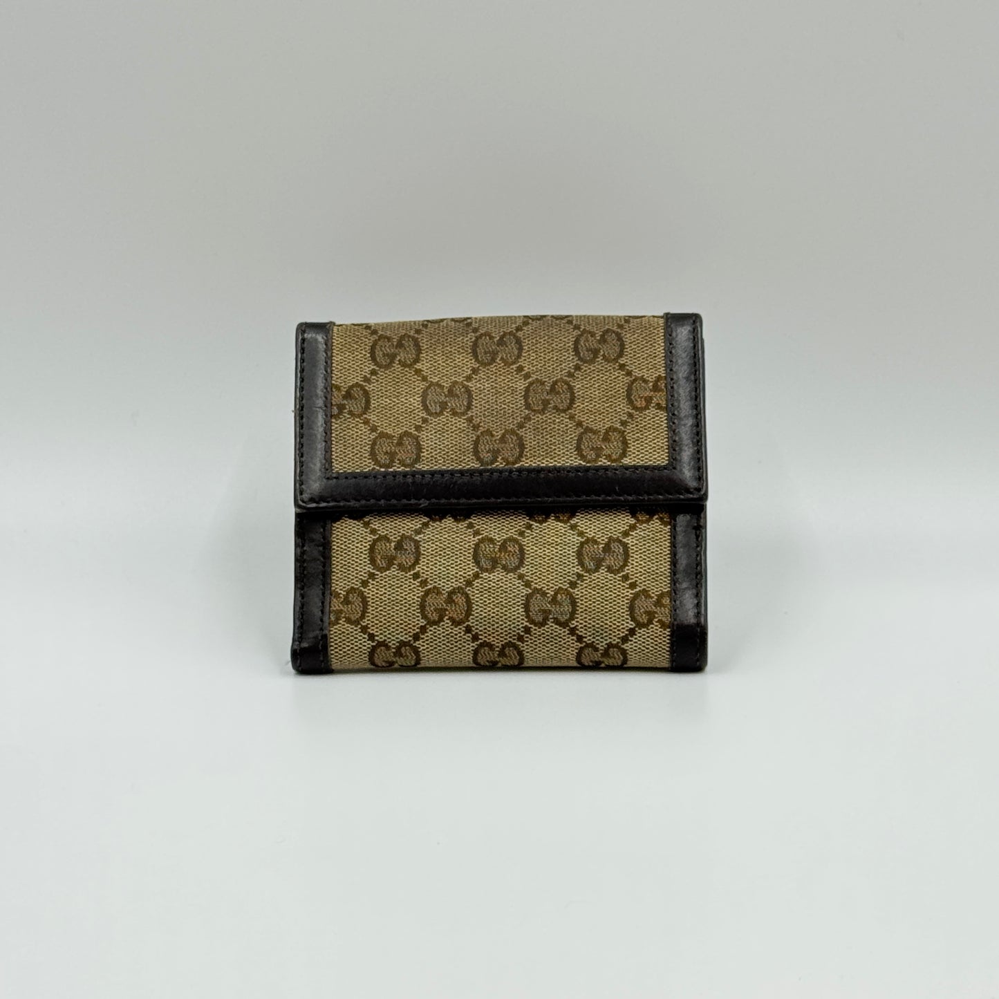 VINTAGE GUCCI STUDDED LOGO CANVAS WALLET