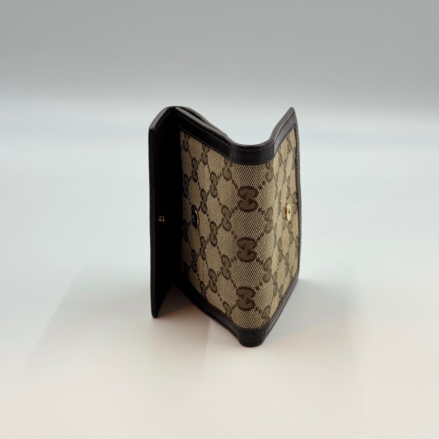 VINTAGE GUCCI STUDDED LOGO CANVAS WALLET