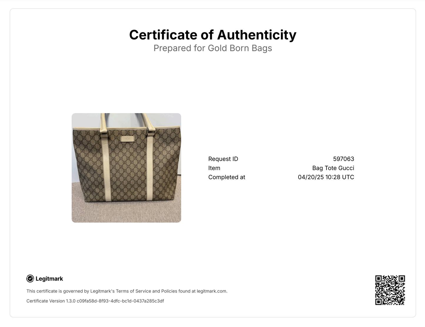 GG Supreme Canvas Large Tote Bag (White Trim)