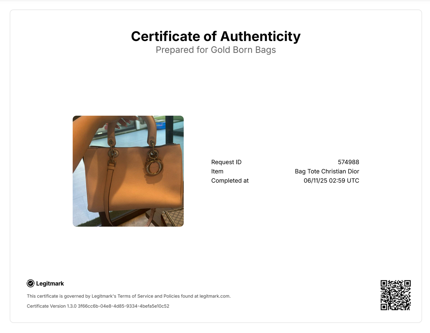 Diorissimo Leather Handbag (purple interior)