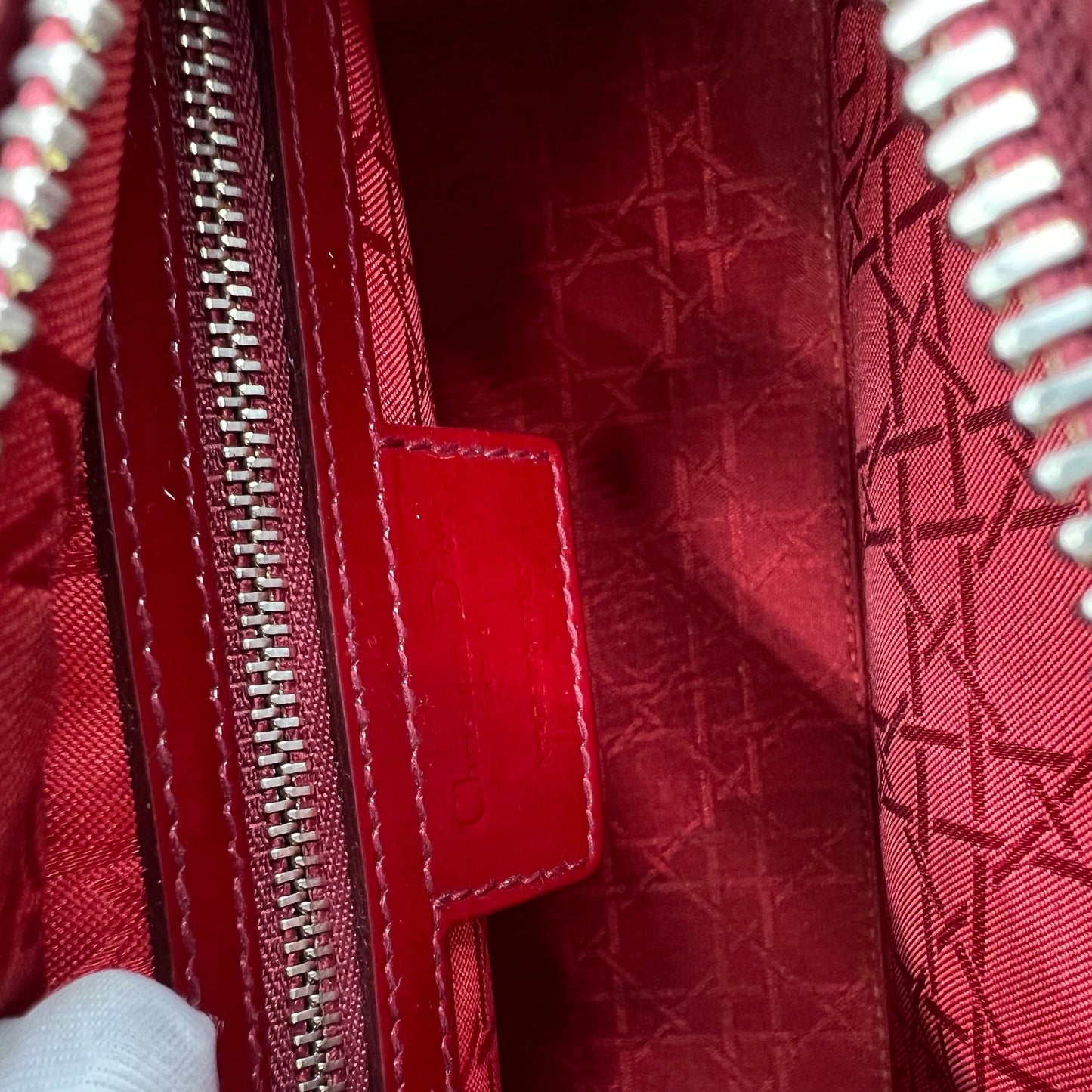 Lady Dior patent leather handbag
