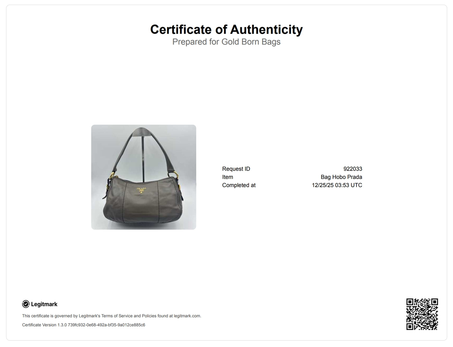 Grey Soft Calfskin Leather Hobo Bag