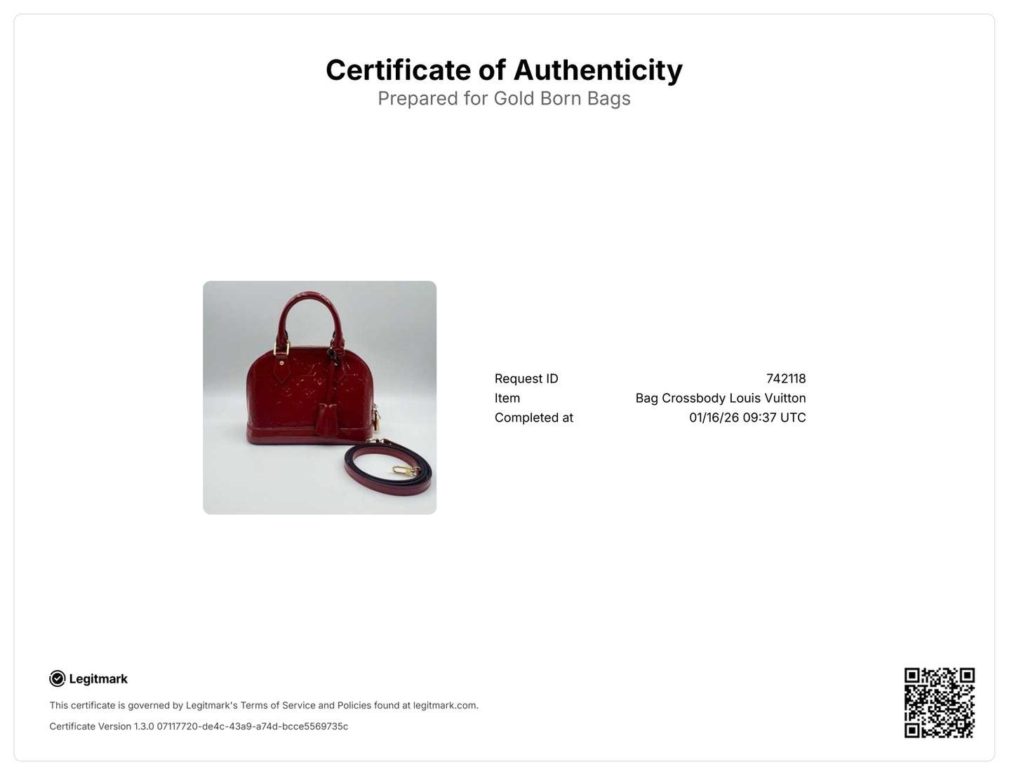 LOUIS VUITTON Vernis Alma BB Cherry Red