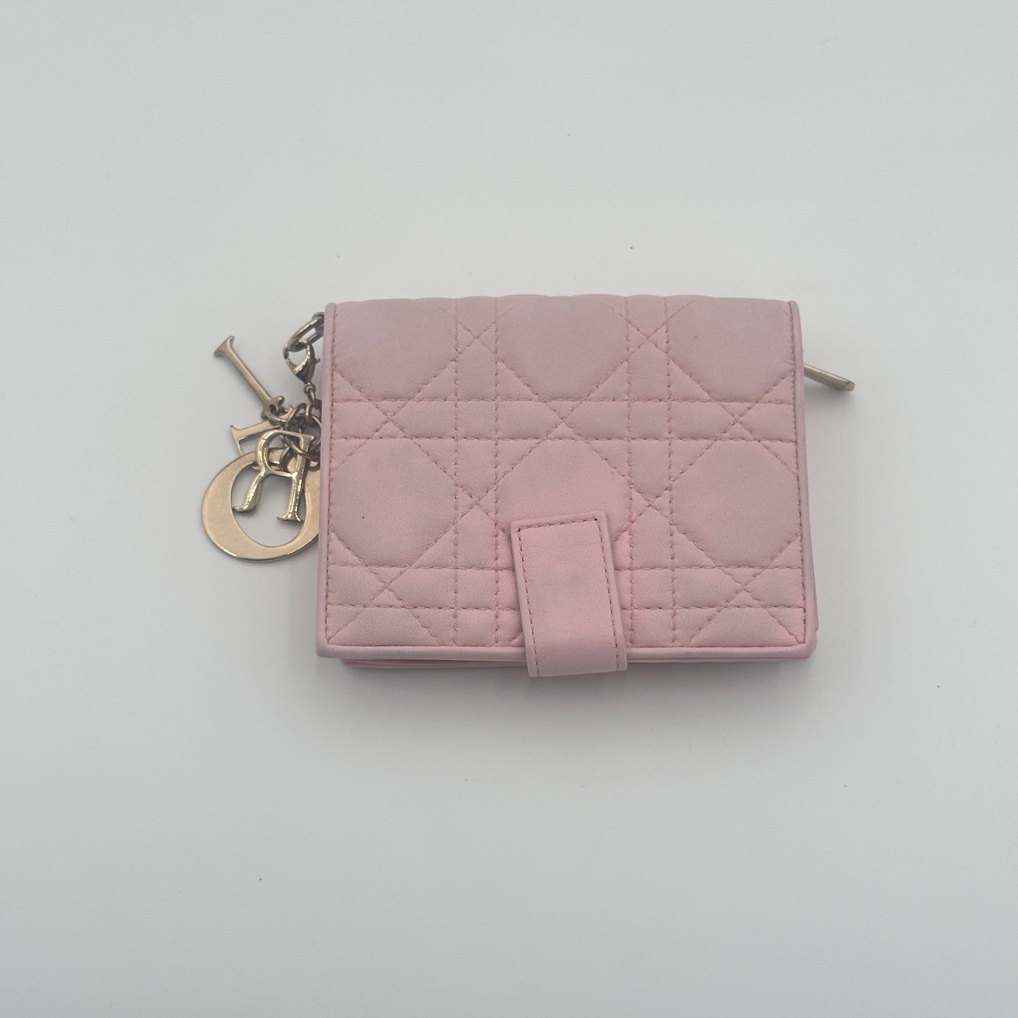 Lady Dior Lambskin Bifold Flap Wallet (Soft Pink)