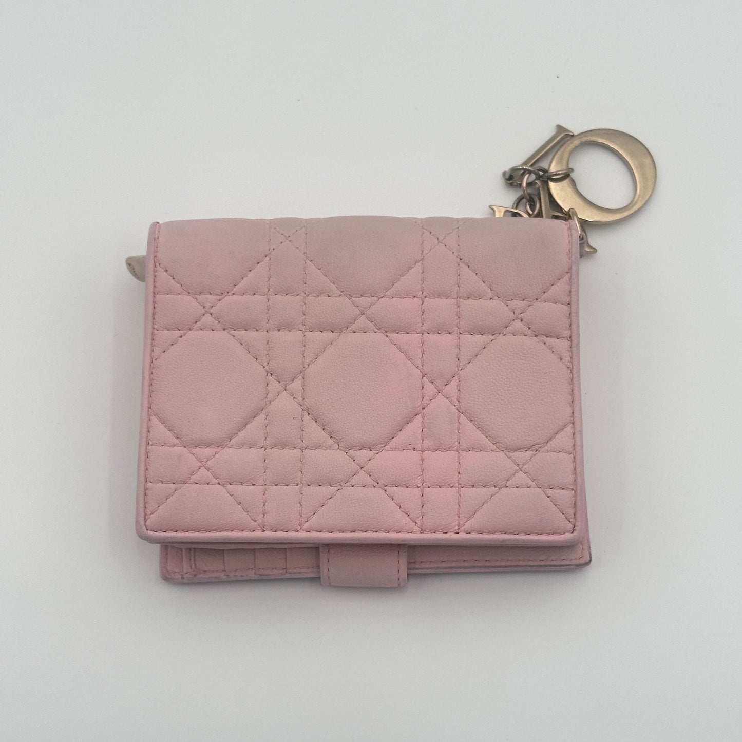 Lady Dior Lambskin Bifold Flap Wallet (Soft Pink)