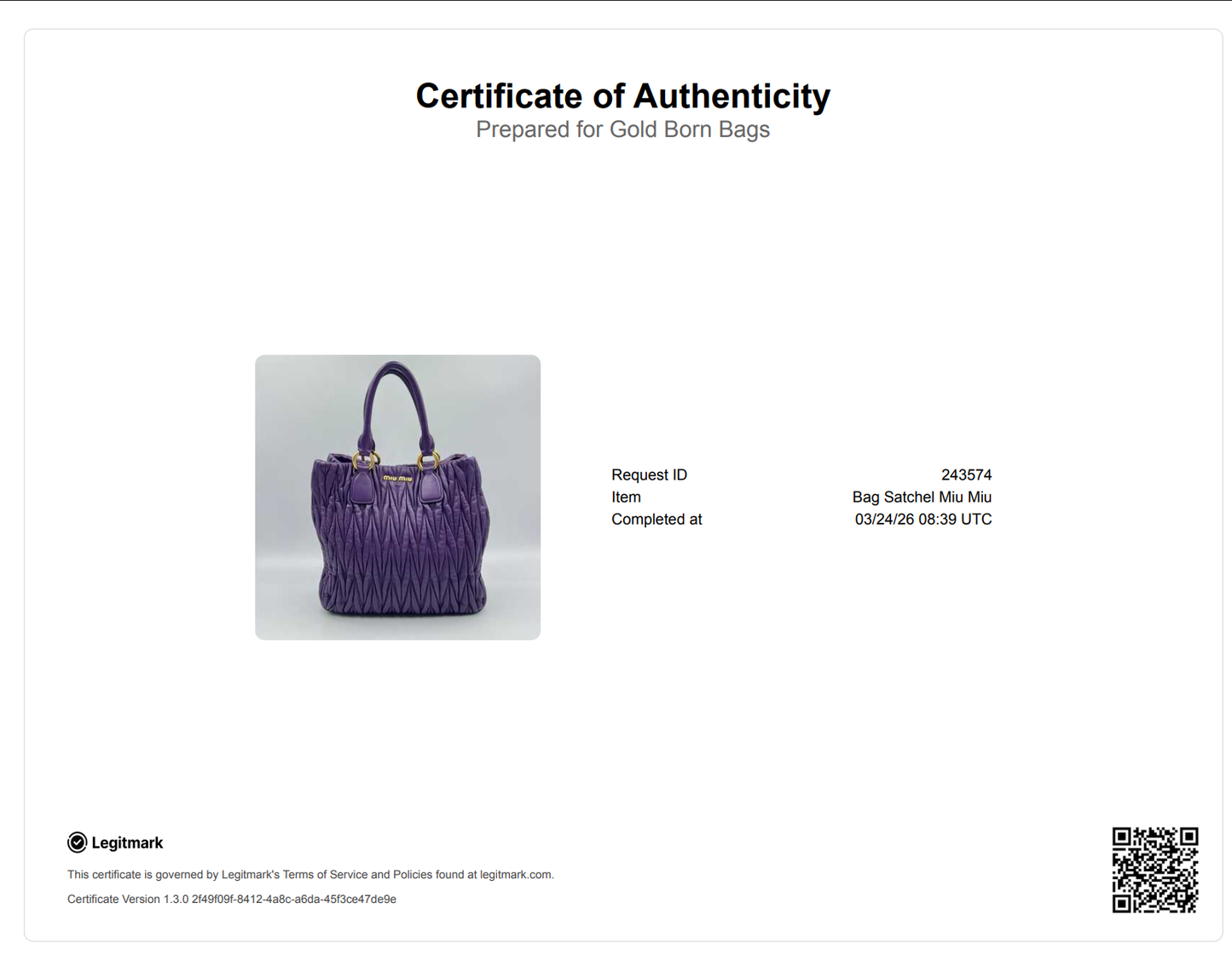 Purple Matelassé Leather Tote