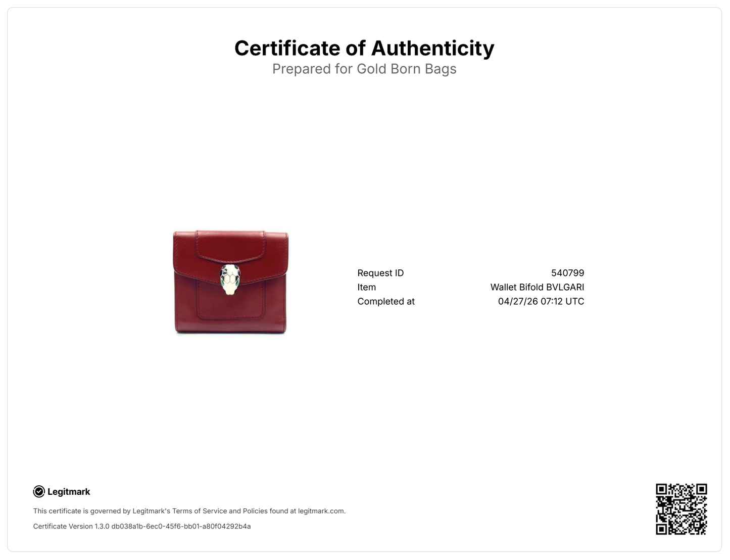 Red Leather Serpenti Forever Trifold Wallet