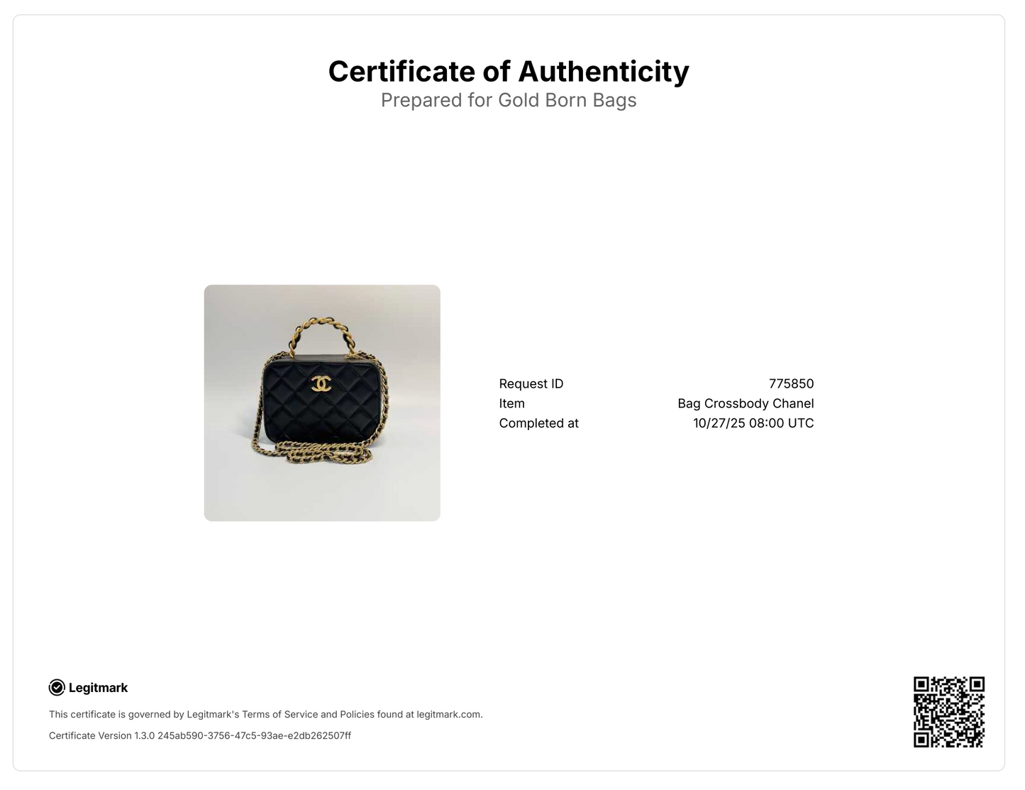 Matelasse Vanity Chain Shoulder Bag in Black Lambskin with Gold Hardware
