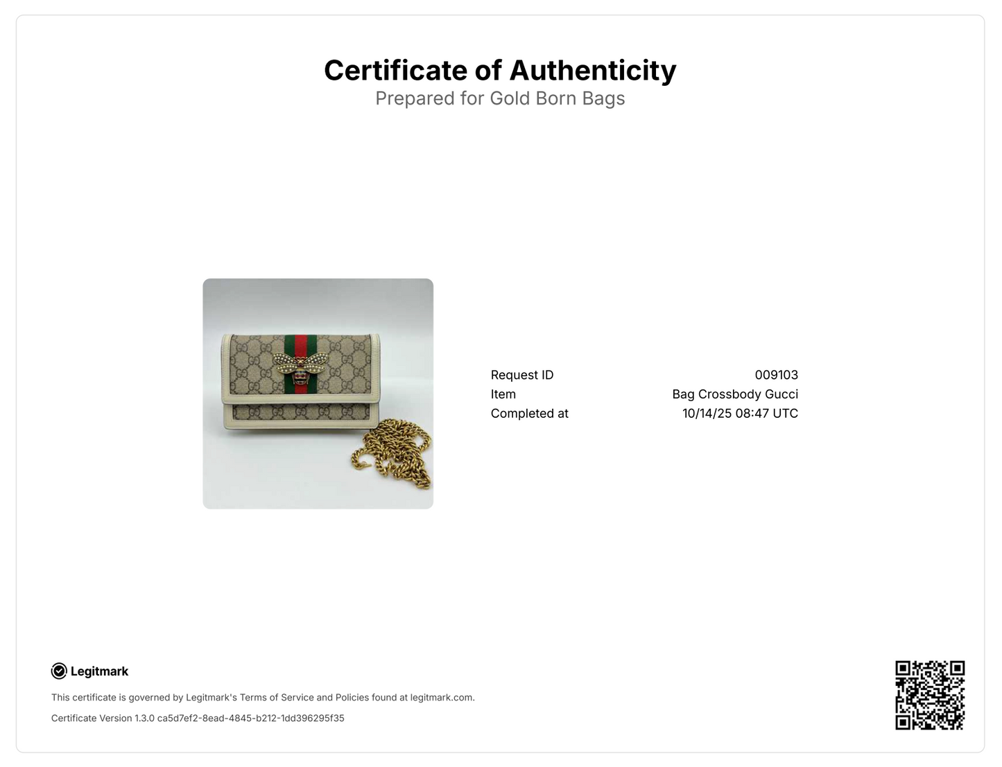 GG Supreme Monogram Web Queen Margaret Chain Wallet White