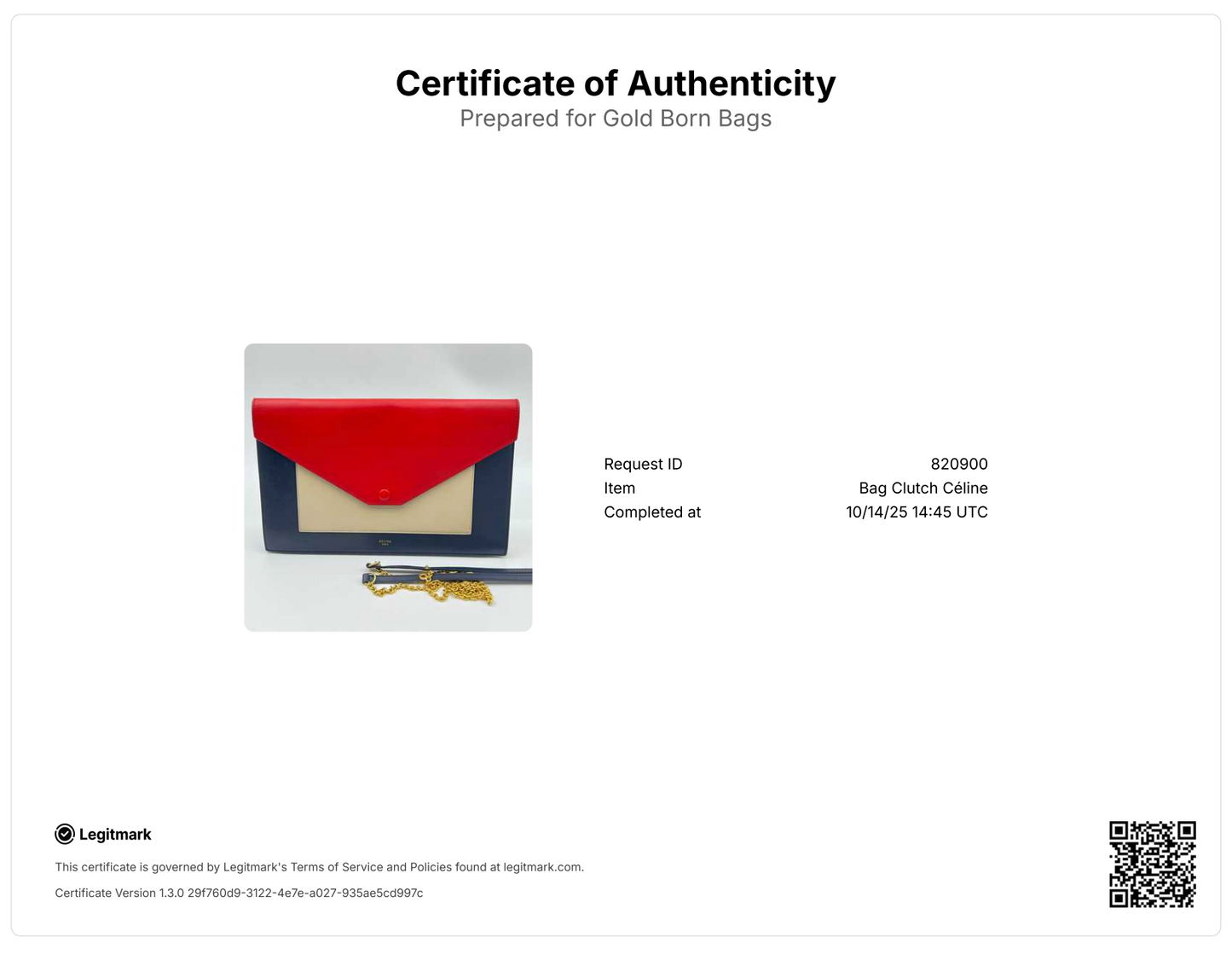 Large Tricolor Leather Pocket Envelope Flap on Chain