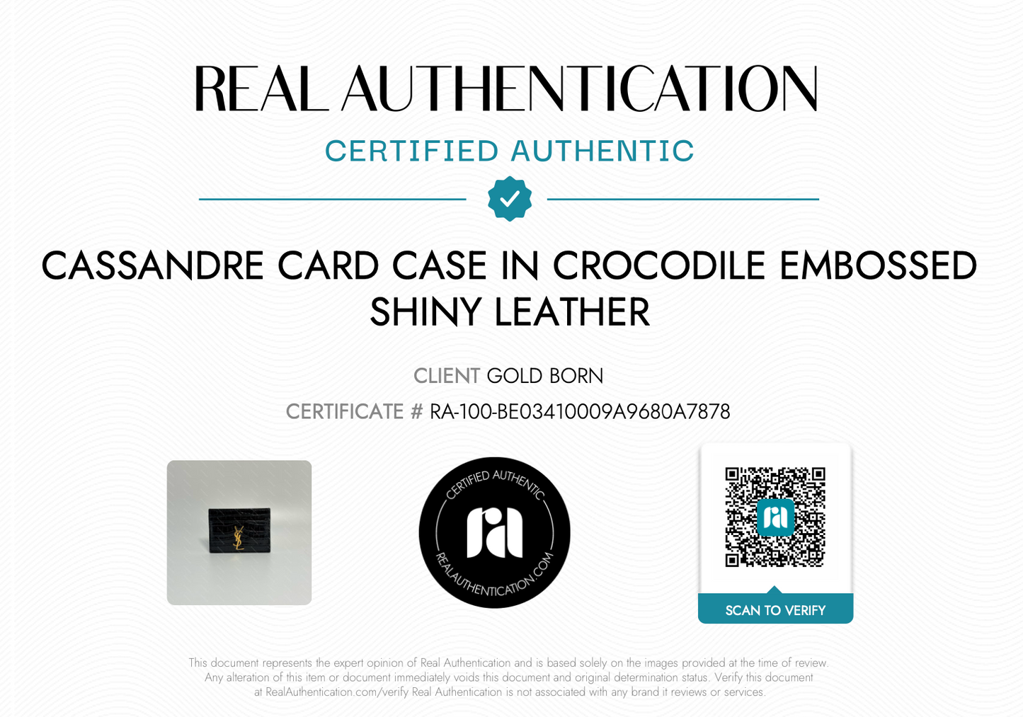 CASSANDRE card case in crocodile-embossed shiny leather