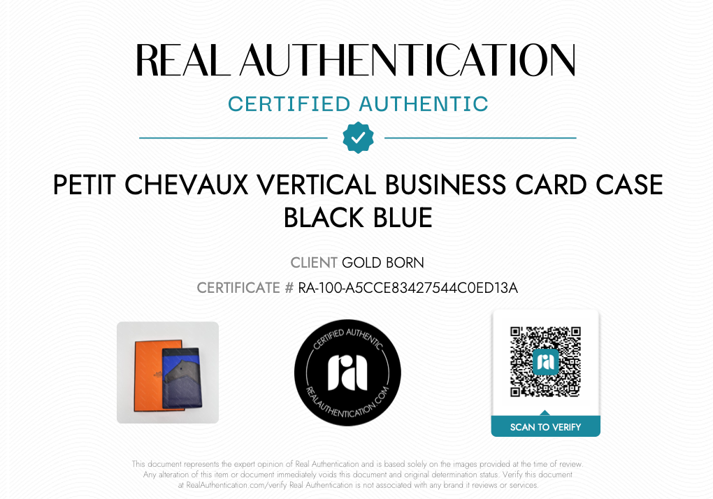 Petit Chevaux Vertical Business Card Case Black Blue