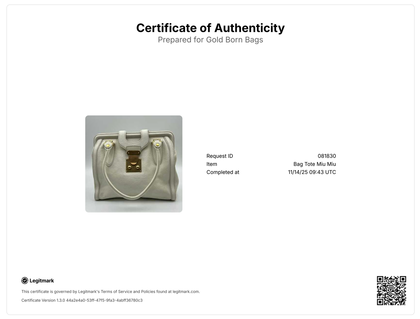 Vintage Miu Miu Leather Bag White