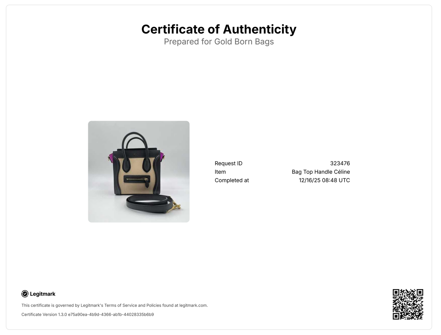 Celine Tri-Color Leather Nano Luggage