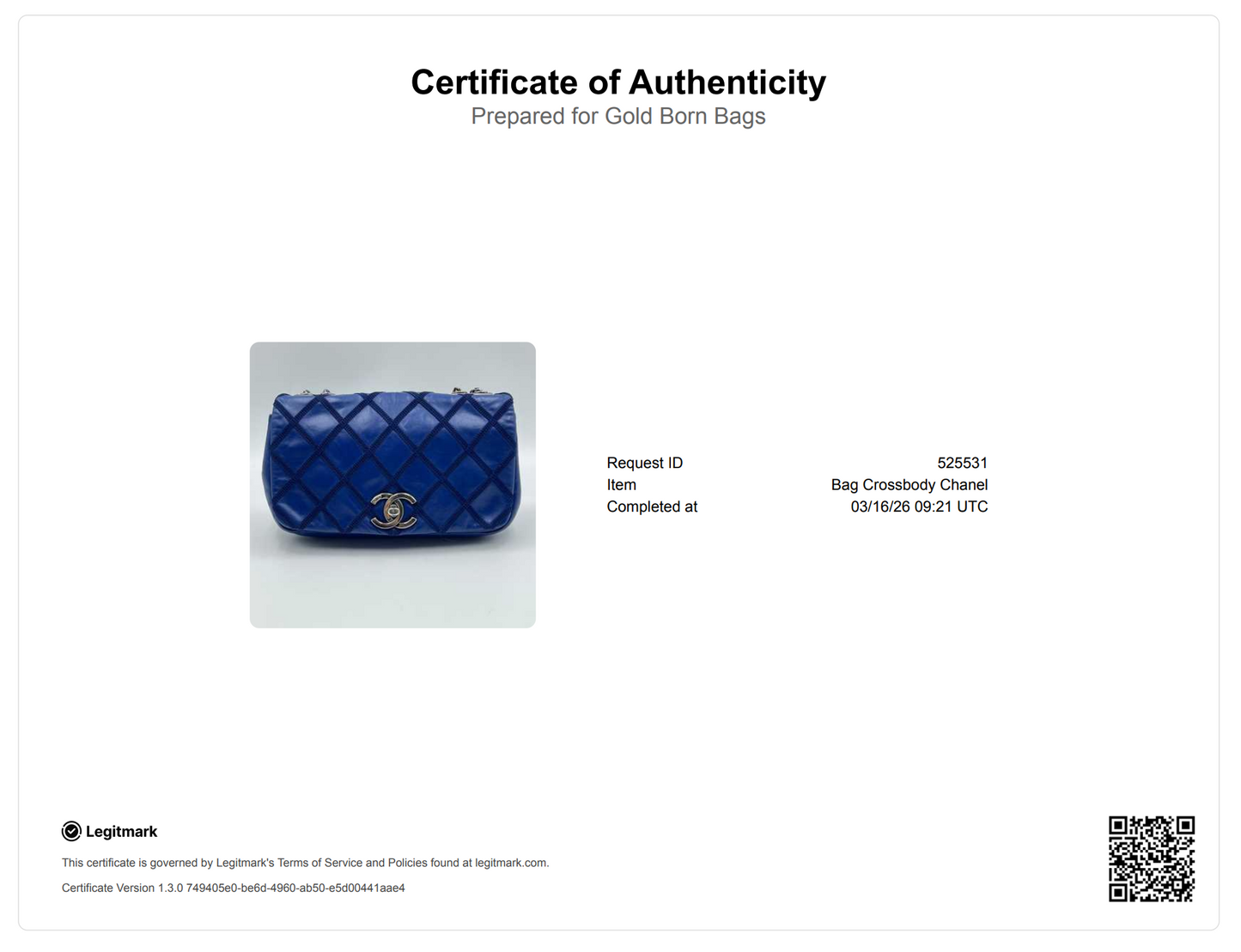 Iridescent Calfskin Diamond Embellished Medium Single Flap Blue