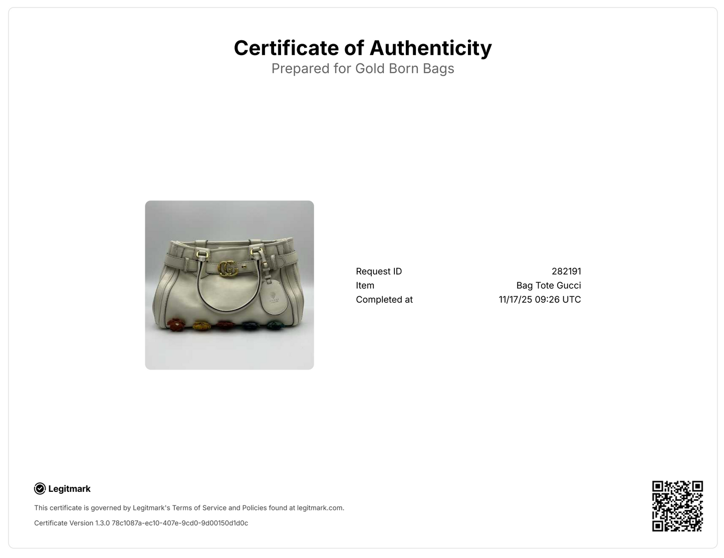 GG Running Tote Leather Medium White with flower limited edition