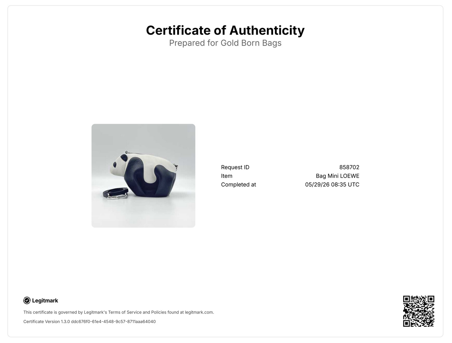 Calfskin Panda Crossbody Black White