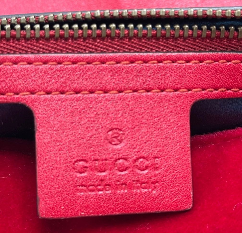 GG Marmont Flap Bag Matelasse Velvet Small Red