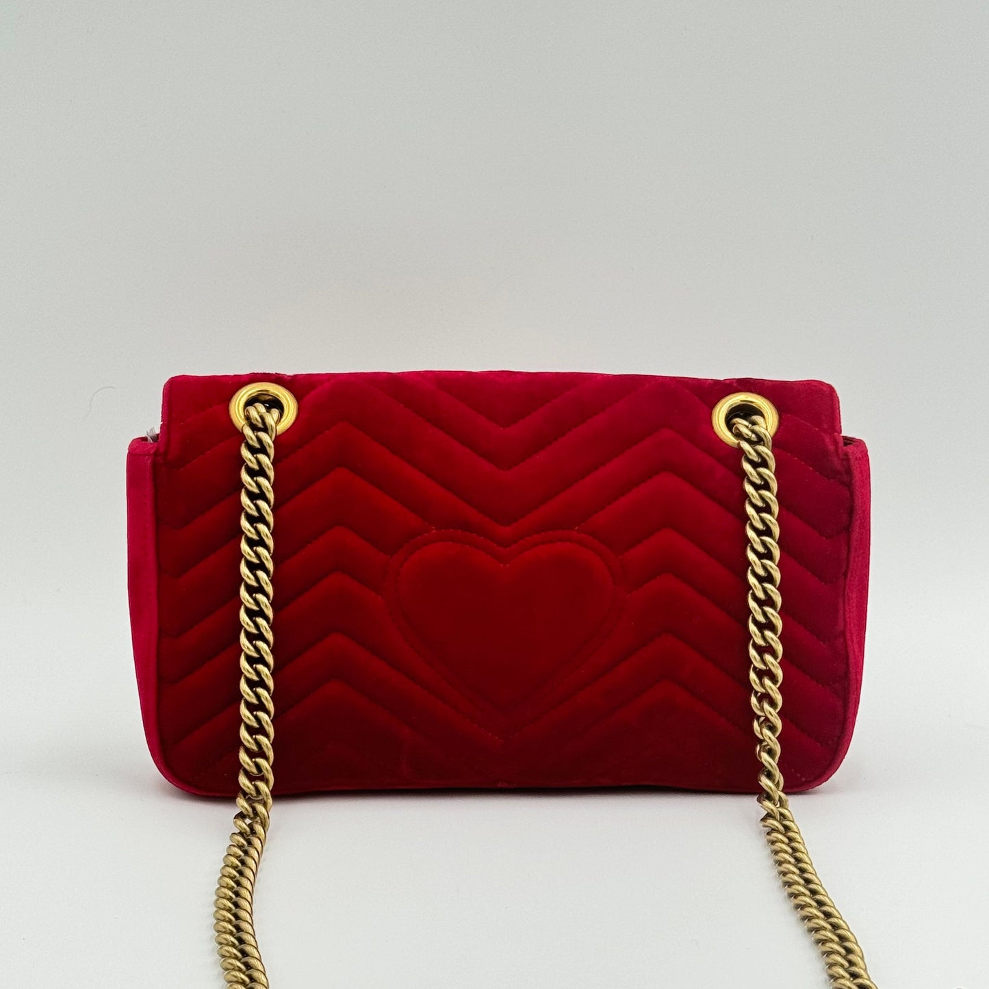 GG Marmont Flap Bag Matelasse Velvet Small Red