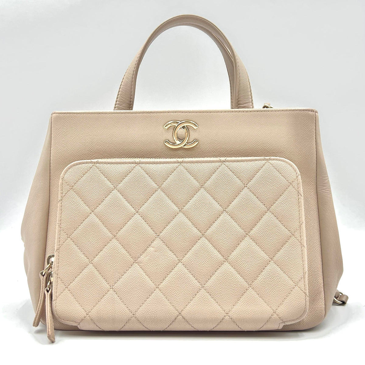 Chanel Business Affinity Large Shopping Tote Beige Commuter Purse