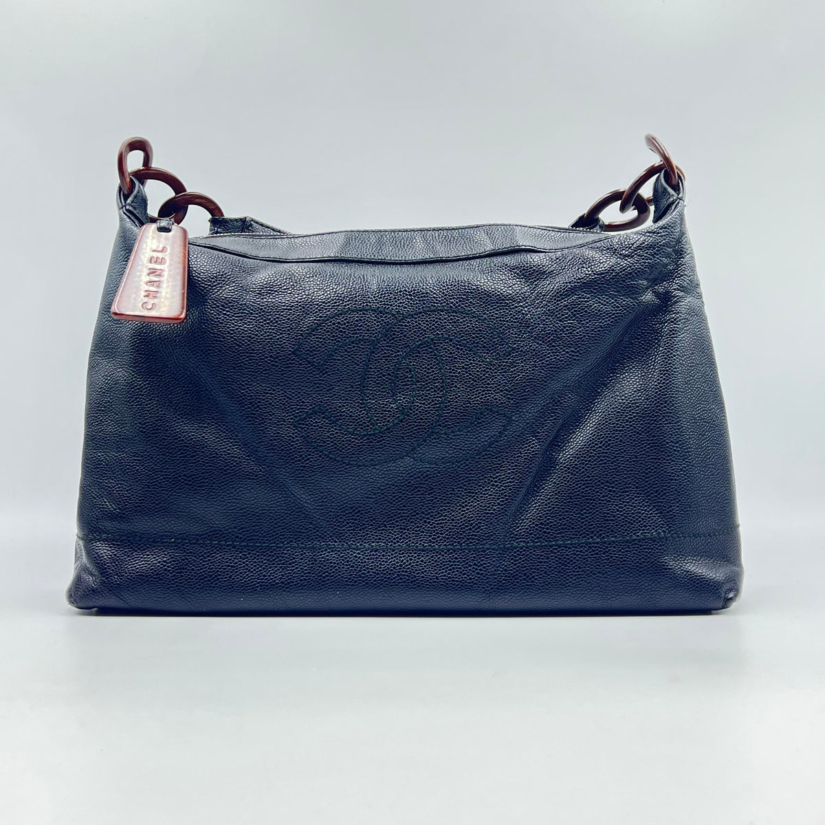 Chanel Coco Mark Hobo Shoulder Bag in Black Caviar Leather