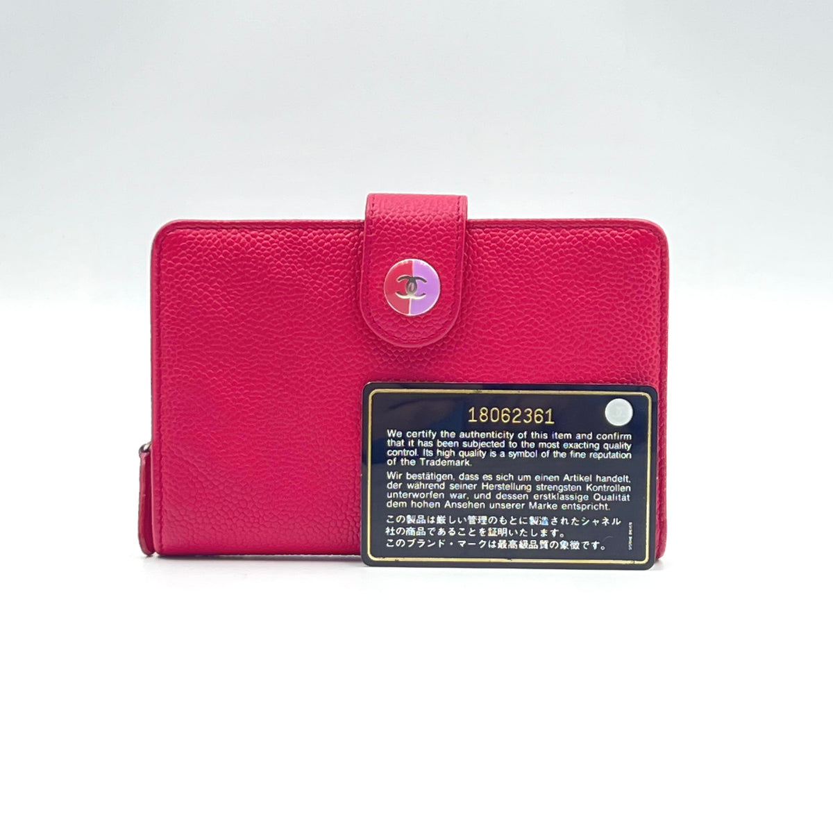 Chanel Bright Pink Caviar Calfskin CC Compact Wallet