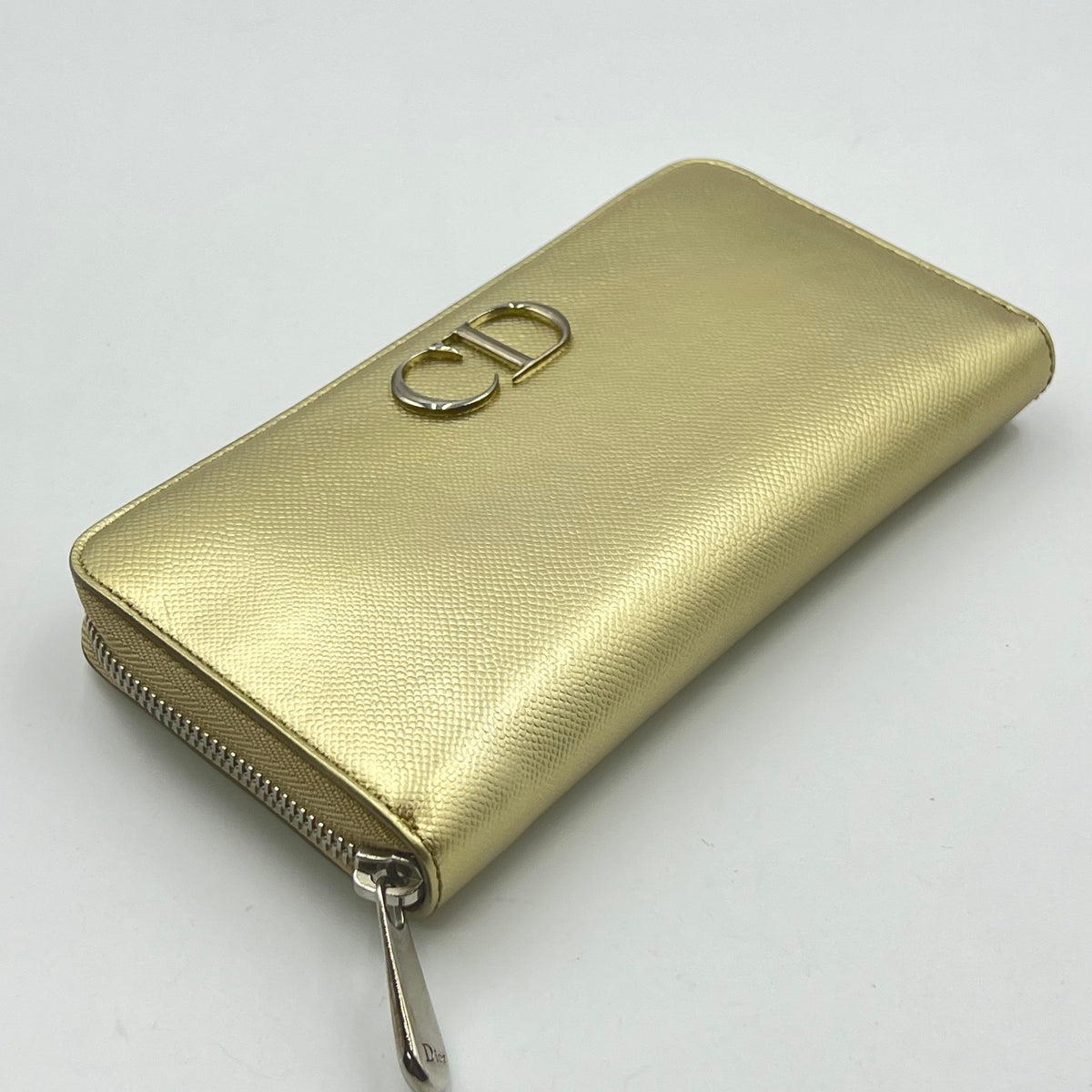 Dior CD Zip-Around Long Wallet Metallic Gold