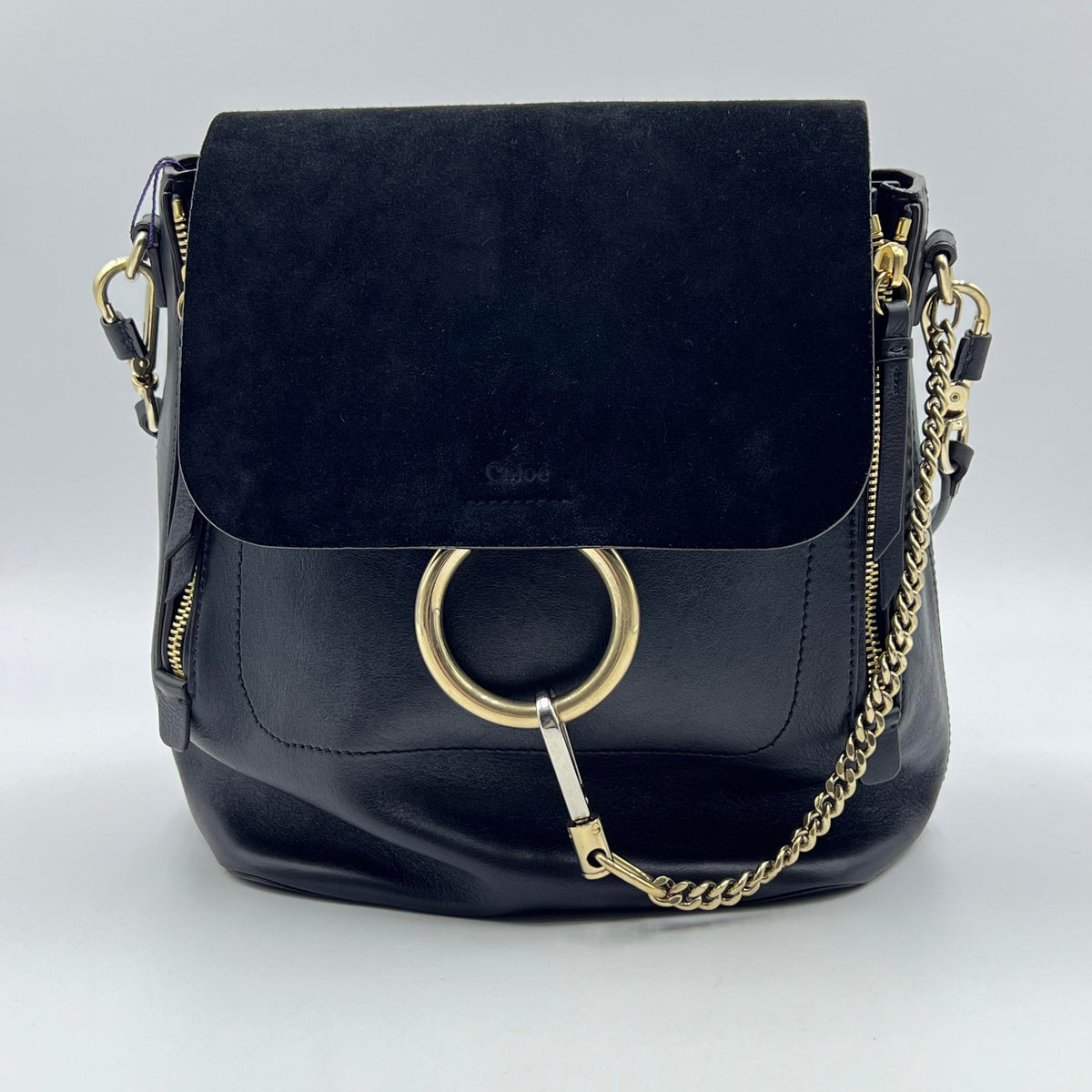 Chloé Faye Backpack in Black and Suede