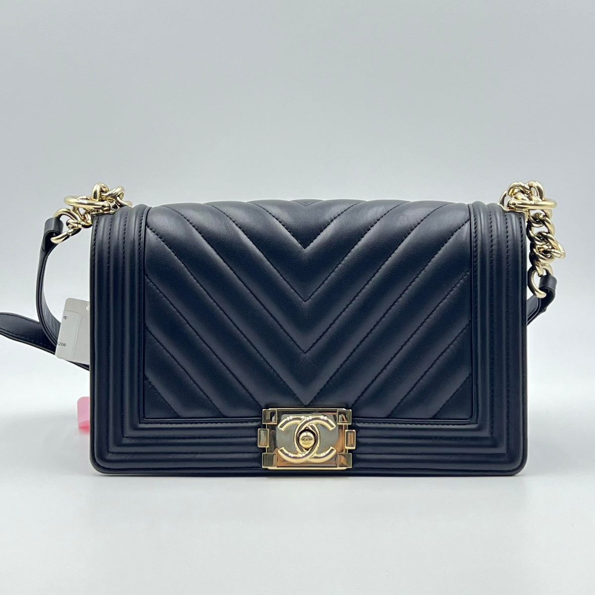Chanel Black Chevron Quilted Boy Flap Bag