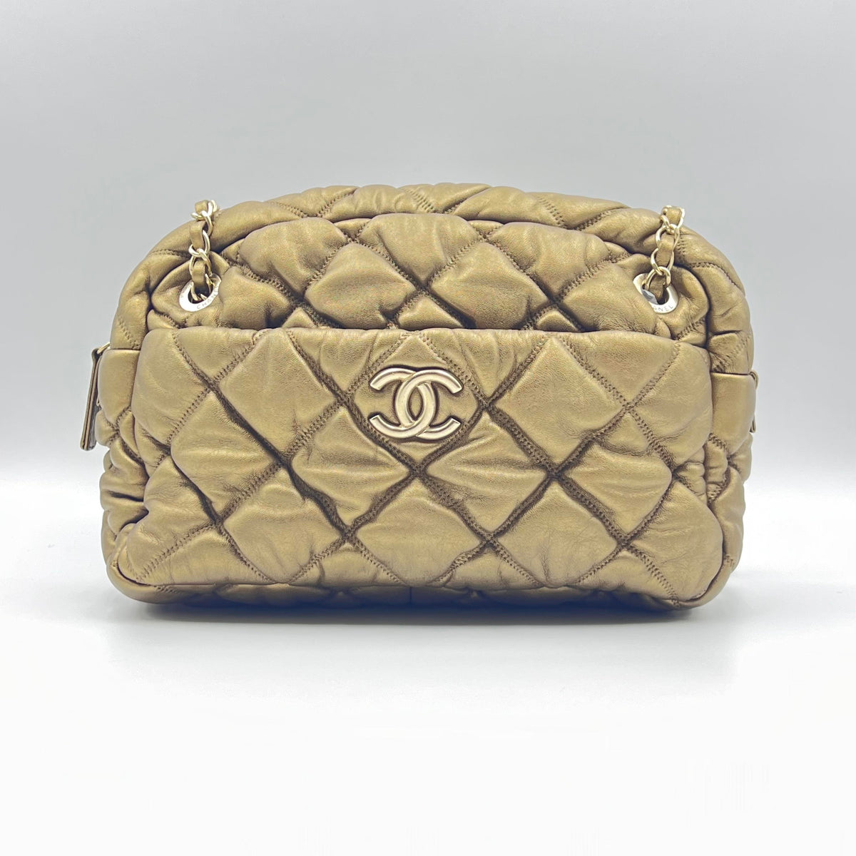 Chanel Bubble Quilt Bowler Bag Metallic Gold