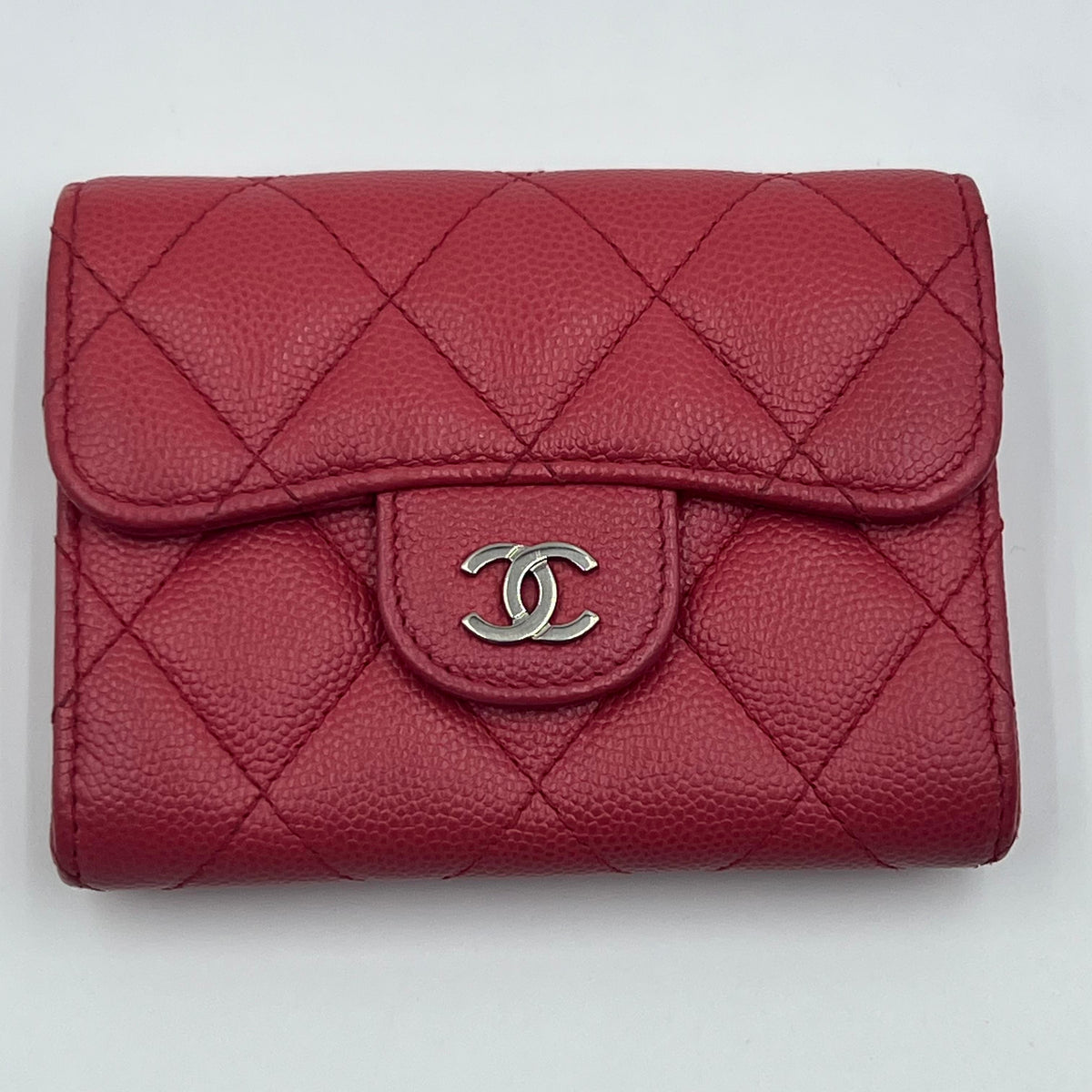 Chanel Caviar Quilted Flap Card Holder Wallet Red
