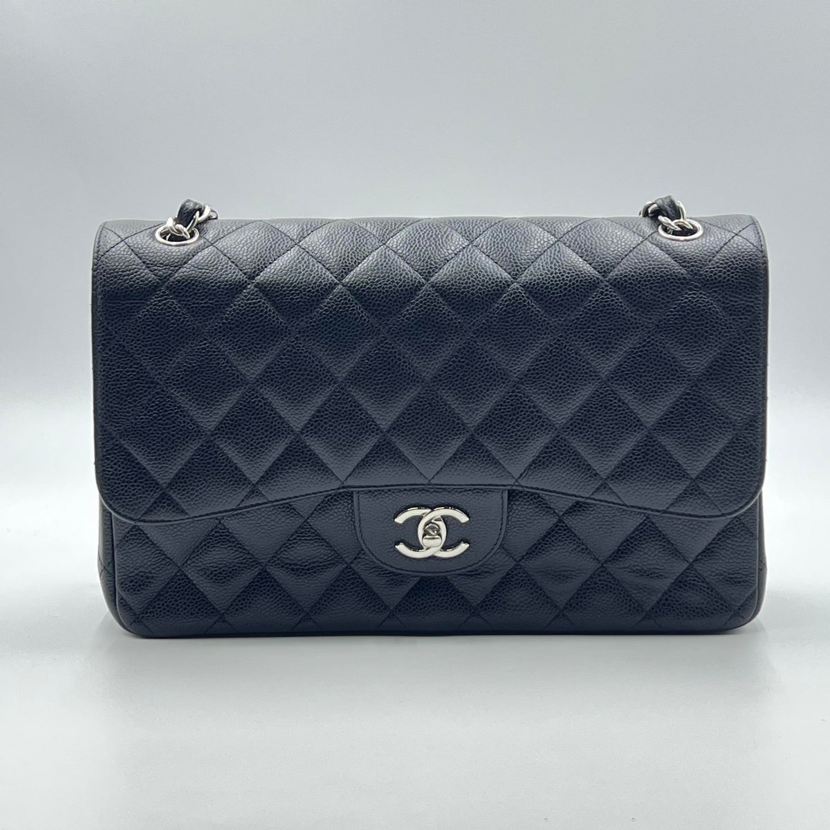 Chanel Classic Large Flap Bag in Black Caviar Leather