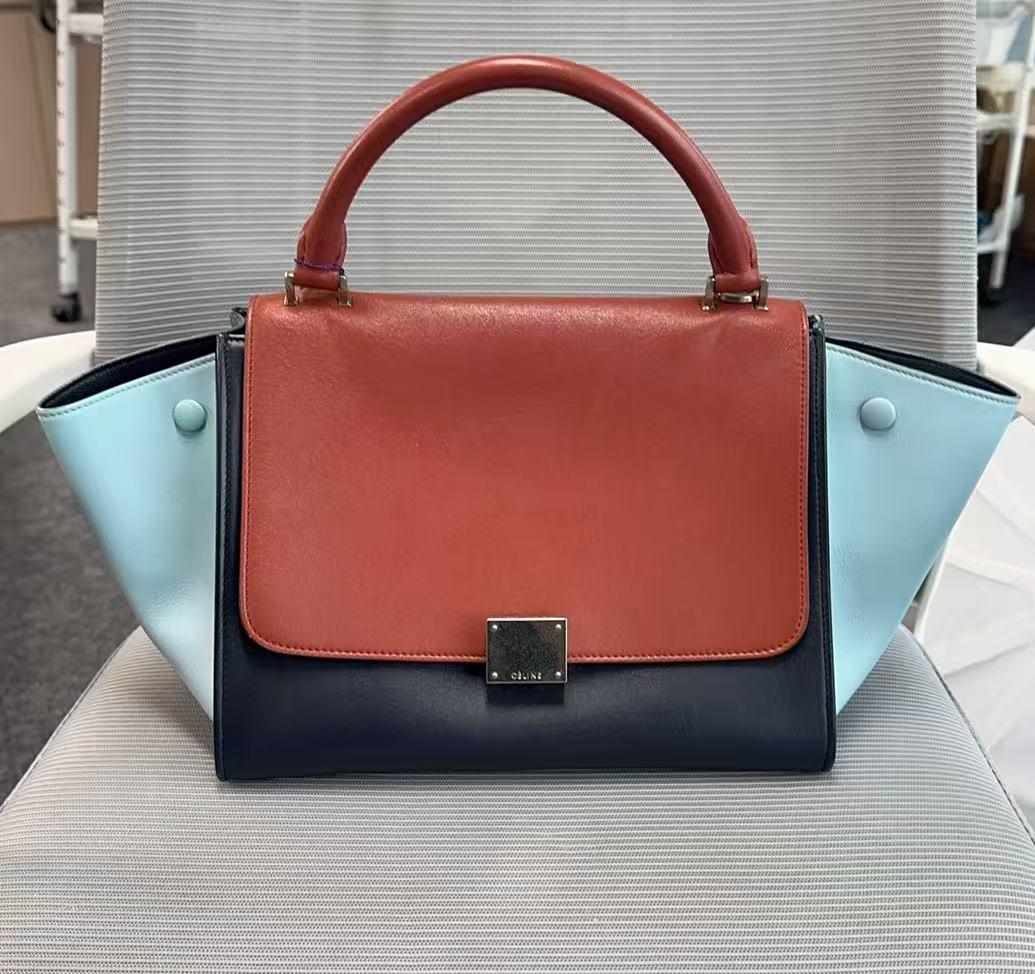 Celine Trapeze Small Tricolor Top Handle Bag