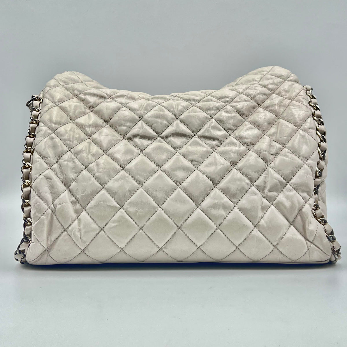Chanel White Quilted CC Tote