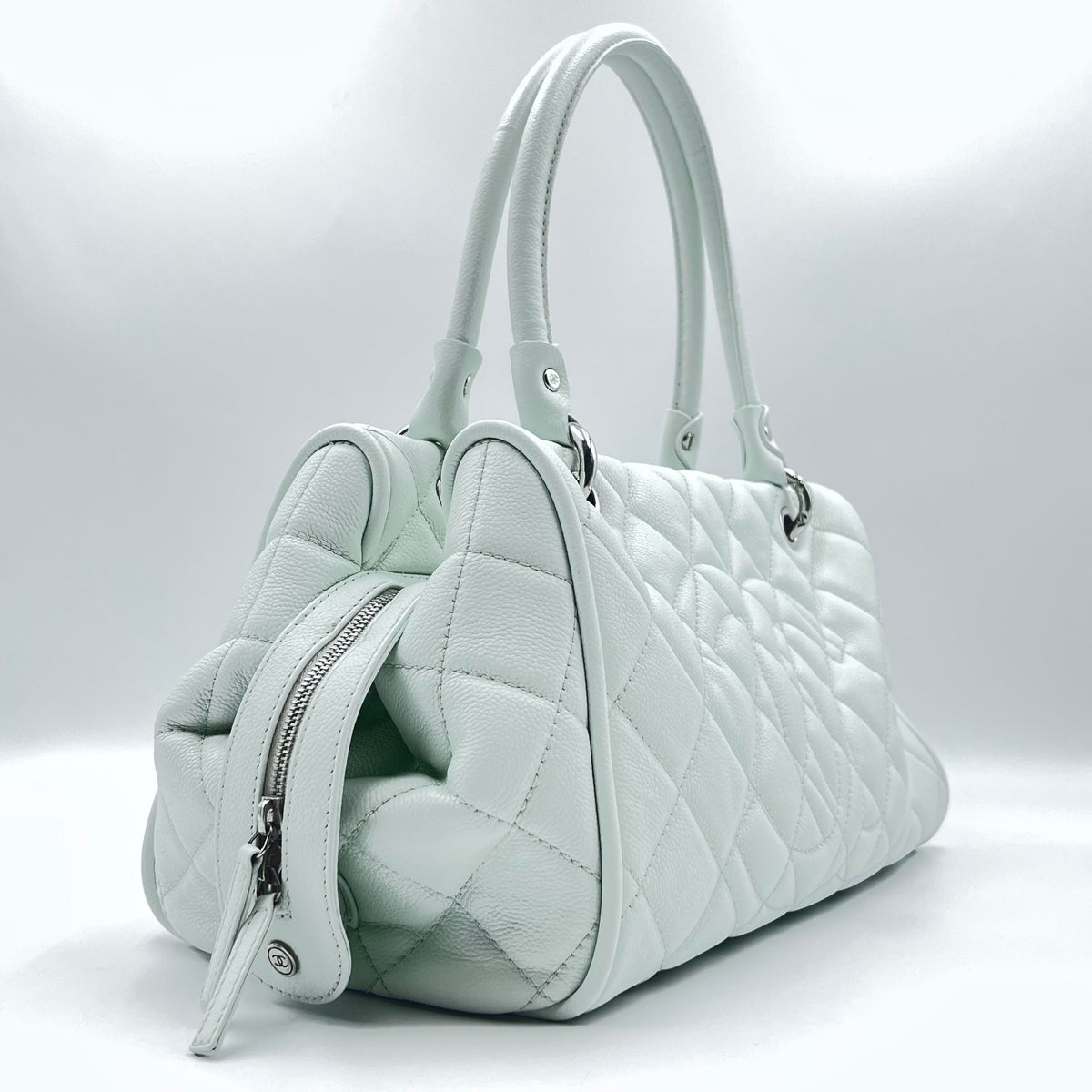 Chanel White Caviar Bowling Bag with Silver Hardware — view 2 of 7 White Caviar Bowling Bag with Silver Hardware, view 2 of 7
