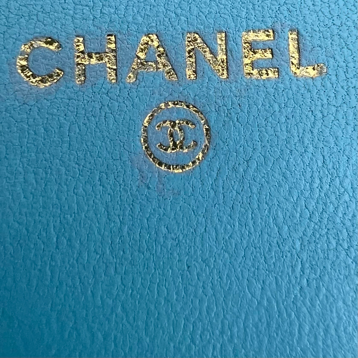 Chanel Quilted Wallet on Chain Turquoise with Gold-Tone Hardware — view 3 of 5 Quilted Wallet on Chain Turquoise with Gold-Tone Hardware, view 3 of 5
