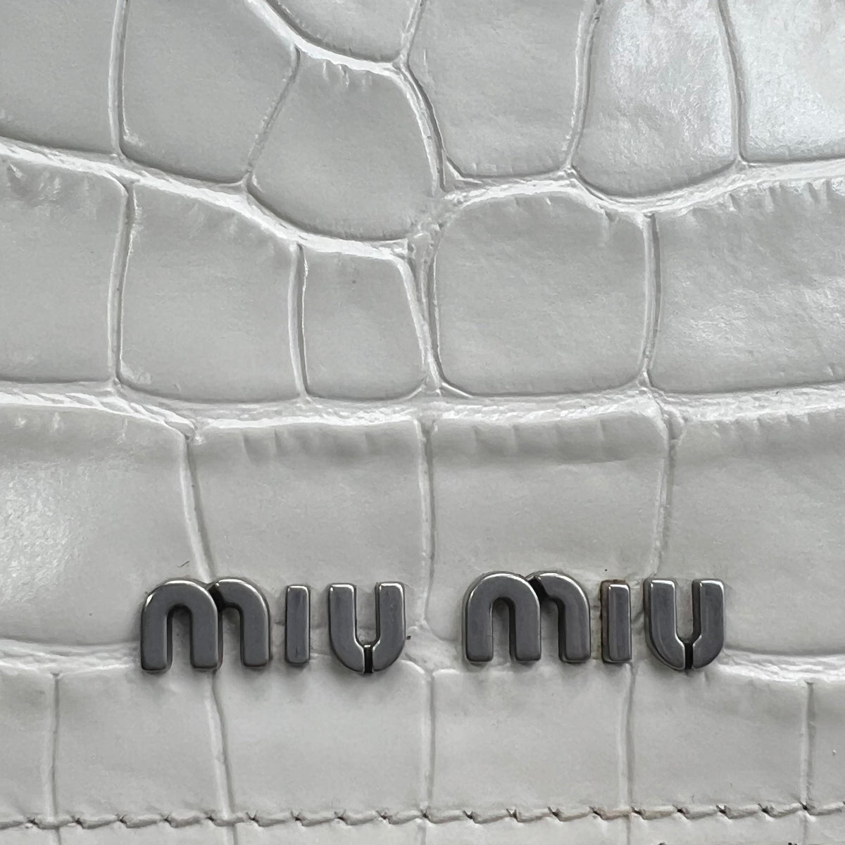 Miu Miu Lady Croc-Embossed Bag White with Crystal Buckle — view 4 of 5 Lady Croc-Embossed Bag White with Crystal Buckle, view 4
