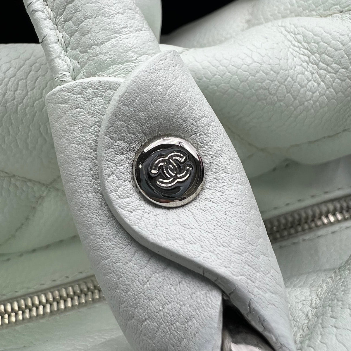Chanel White Caviar Bowling Bag with Silver Hardware — view 4 of 7 White Caviar Bowling Bag with Silver Hardware, view 4 of 7