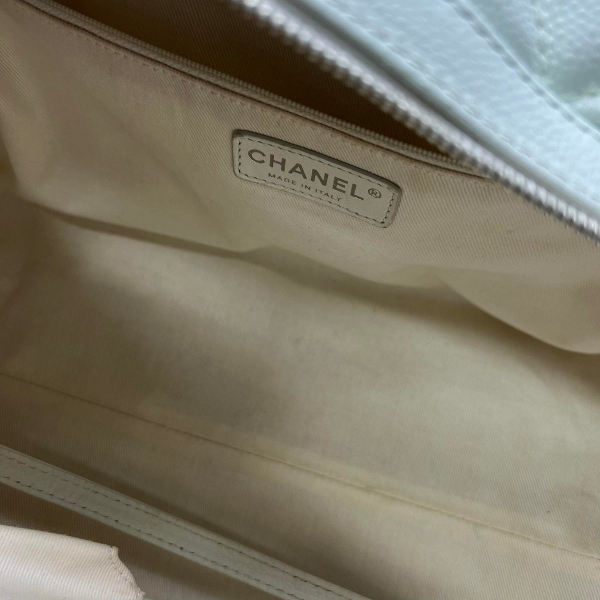 Chanel White Caviar Bowling Bag with Silver Hardware — view 5 of 7 White Caviar Bowling Bag with Silver Hardware, view 5 of 7