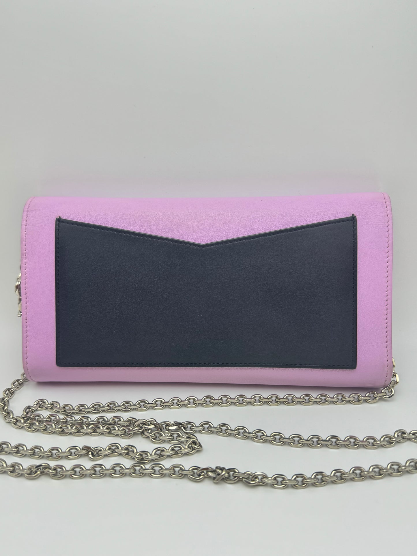 Calfskin Tri-Color Wallet On Chain Pink