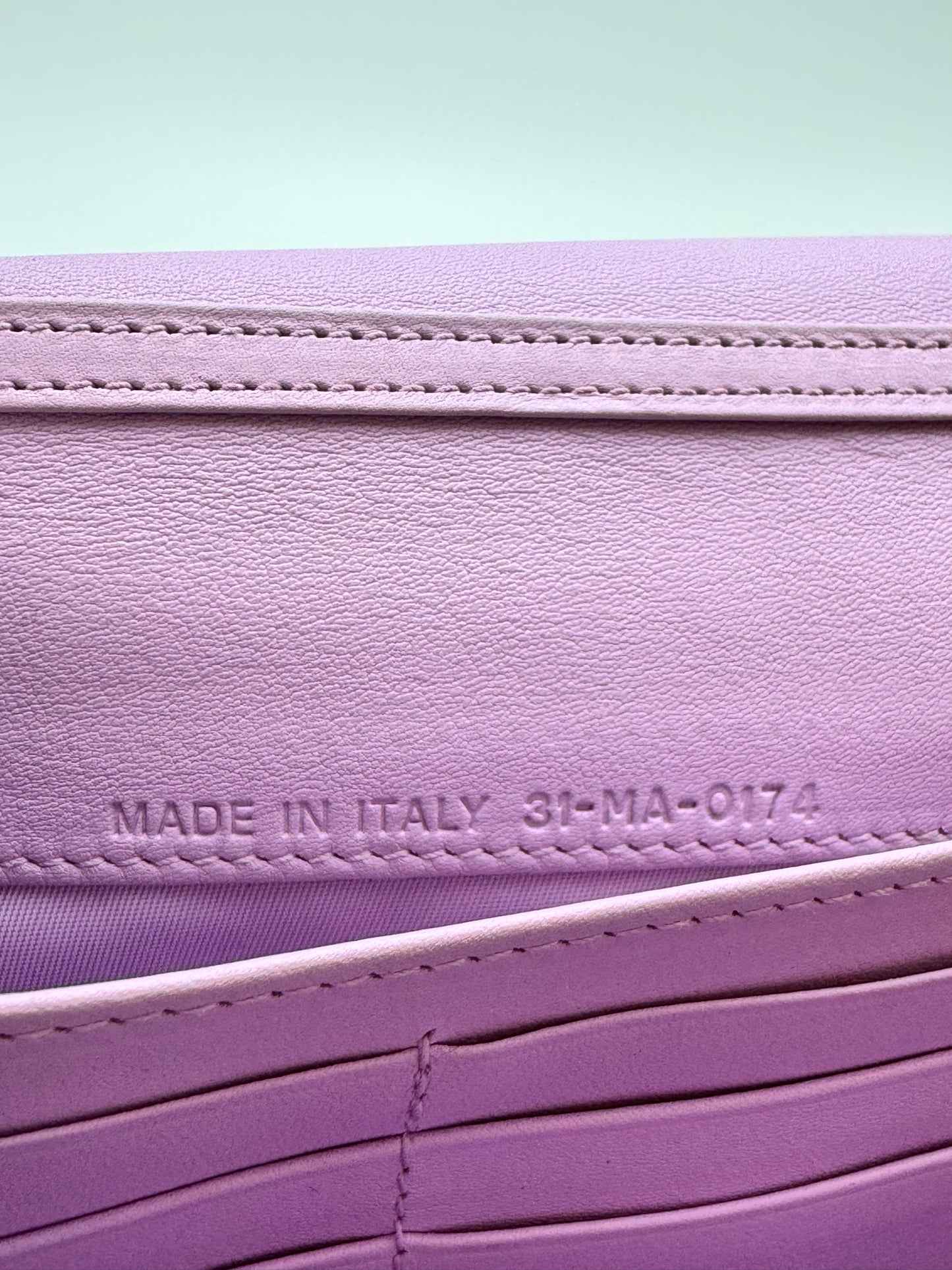 Calfskin Tri-Color Wallet On Chain Pink