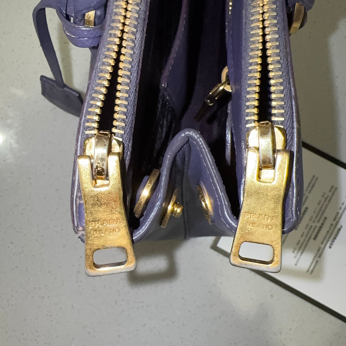 Saffiano LeatherDouble Zip Small Tote Bag (missing original strap) — view 5 of 9 Saffiano LeatherDouble Zip Small Tote Bag (missing original strap), view 5 of 9
