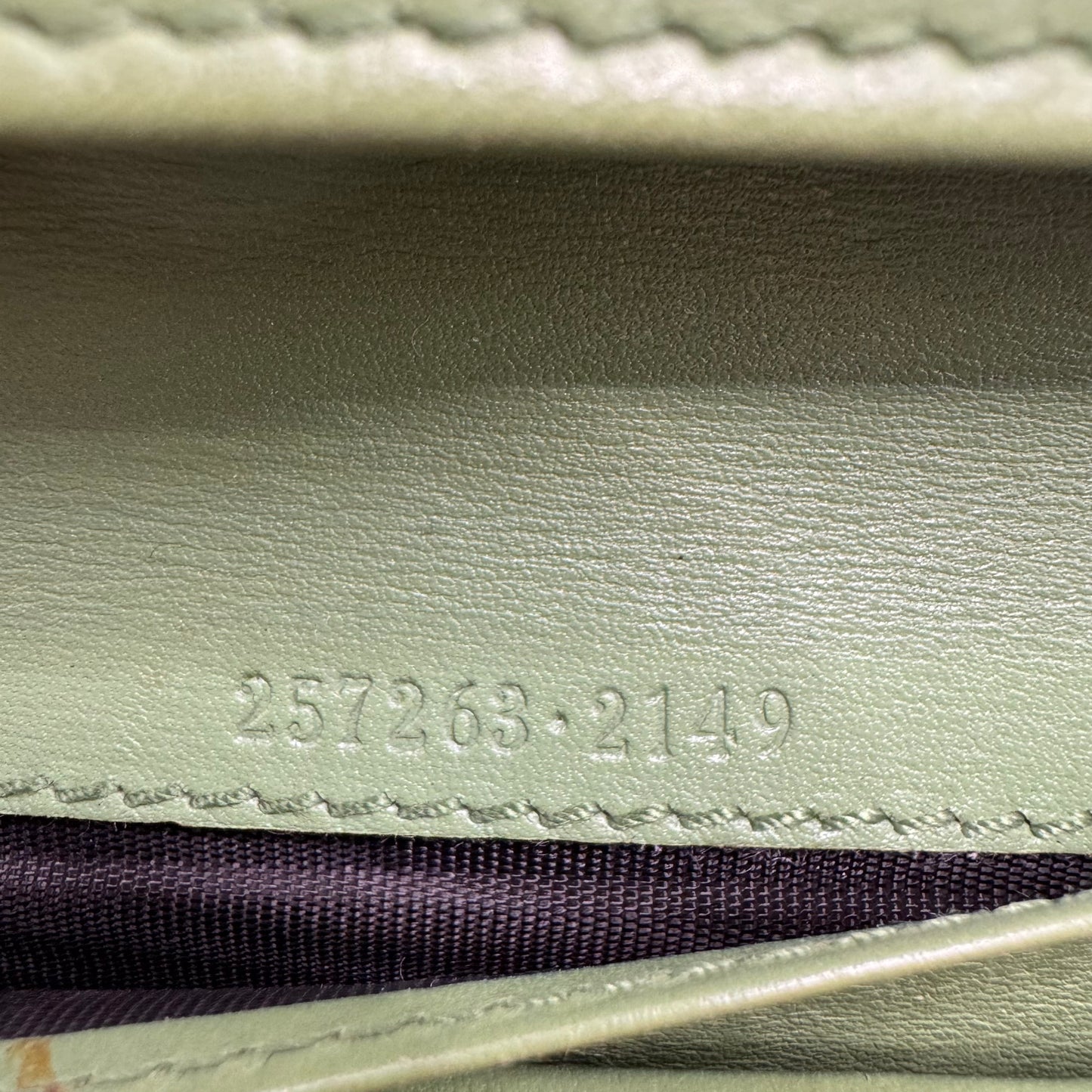 GG Supreme Monogram Interlocking Continental Flap Wallet Grenn Interior